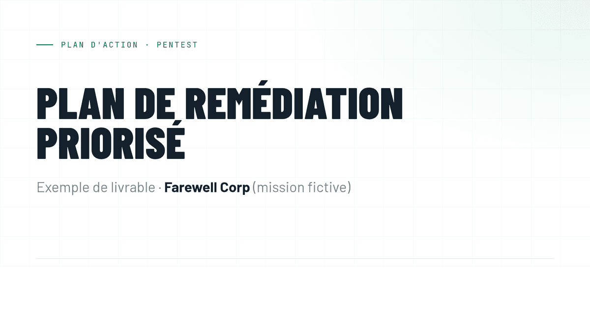 Aperçu du livrable : Plan de Remédiation